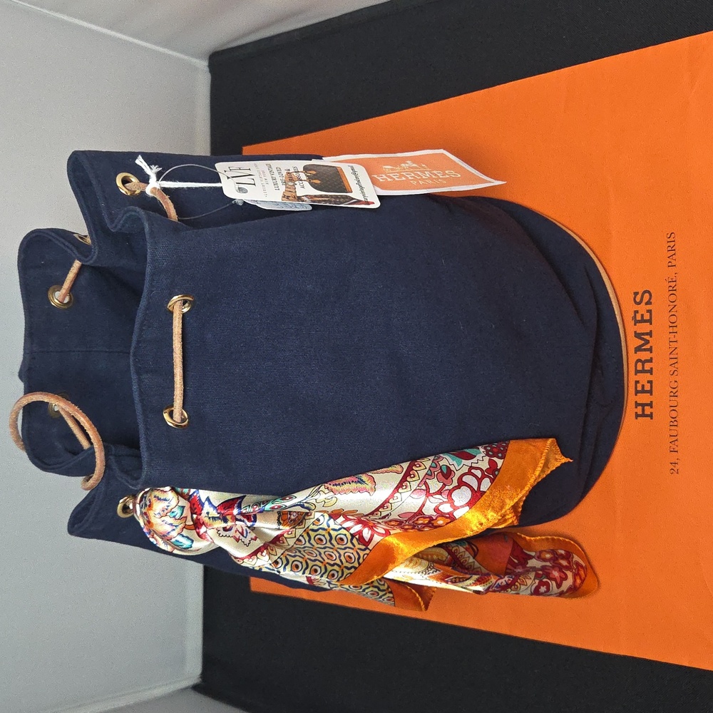 Hermès 1980s Ultra rare archived Porochon Mimil GM bag excellent condition Navy